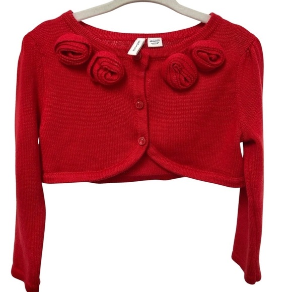 Janie and Jack Red Rose Bolero Button Closure Size 18-24 Months - Picture 1 of 5